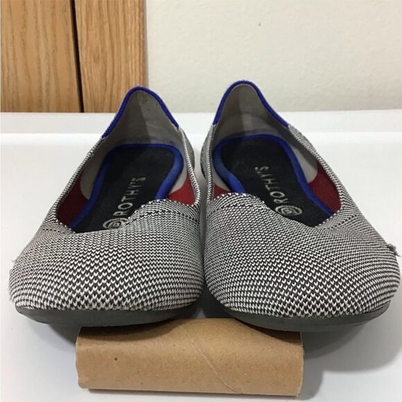 Rothy’s Retired Round Toe Bird-Eye Cherry Ribbon Heel Flats Size 9.5 - Picture 3 of 11